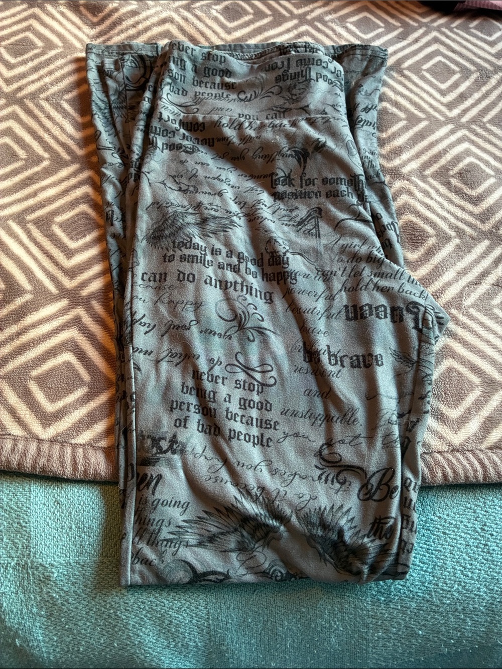 Gray Script Print Jammie Bottoms